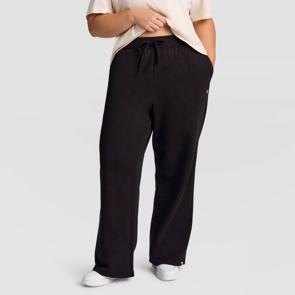 Champion Women's High-Rise Fleece Wide Leg Sweatpants - Black 3X
